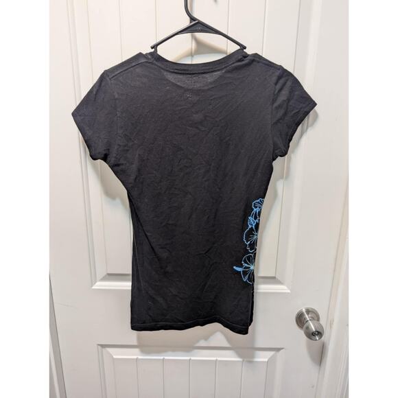 Women’s M Guy Harvey Black Blue Marlin Floral Color T Shirt 100% Cotton - Picture 4 of 6